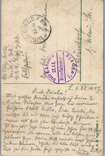 39151 - Militaria - Soldat , Portrait , Briefstempel Leipzig , Feldpost - gelaufen 1917