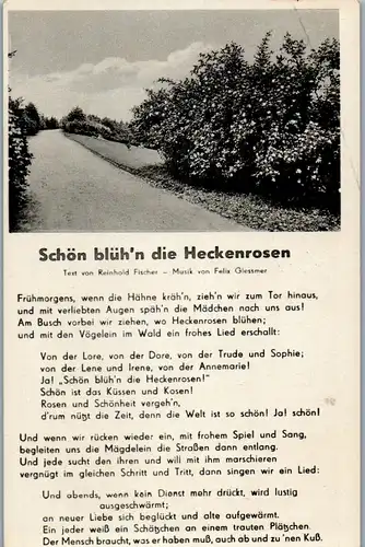 39155 - Liederkarte - Schön blüh'n die Heckenrosen , Reinhold Fischer , Felix Glessmer - nicht gelaufen