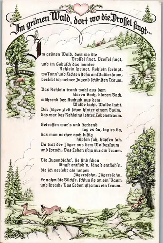 39157 - Liederkarte - Im grünen Wald , dort wo die Drossel singt - nicht gelaufen