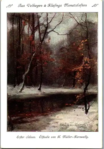 39163 - Künstlerkarte - Erster Schnee , signiert K. Müller Kurzwelly , Velhagen & Klafings - nicht gelaufen