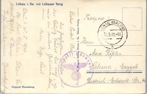 39185 - Deutschland - Löbau mit dem Löbauer Berg - gelaufen 1940