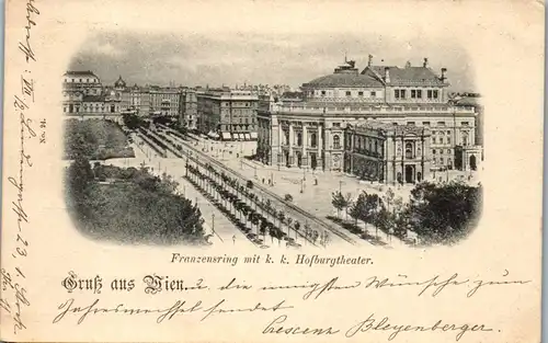 39248 - Wien - Franzensring mit K. k. Hofburgtheater - gelaufen 1898