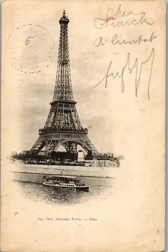 39303 - Frankreich - Paris , Le Tour Eiffel , Eiffelturm - gelaufen 1903