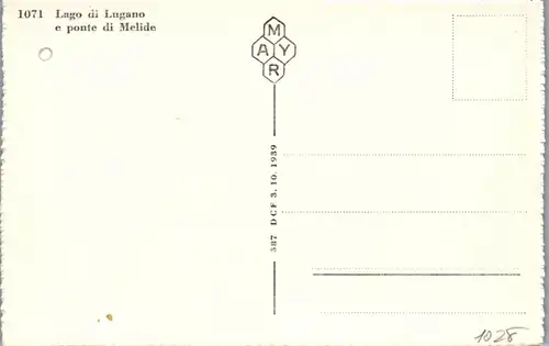 39328 - Schweiz - Lago di Lugano e ponte di Medile - nicht gelaufen 1939