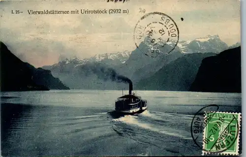 39342 - Schweiz - Vierwaldstättersee mit Uristock , Dampfer - gelaufen 1912