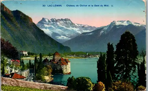 39381 - Schweiz - Lac Leman , Chateau de Chillon et la Dent du Midi - gelaufen