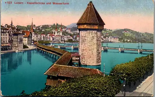 39383 - Schweiz - Luzern , Kapellbrücke und Wasserturm - nicht gelaufen