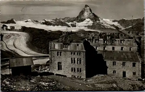 39390 - Schweiz - Hotel Gornergrat mit Unt. Theodul Gletscher u. Matterhorn - gelaufen 1952