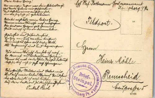 39401 - Deutschland - Ostpreussen , Königsberg , Universität , Briefstempel Gouvernement Königsberg - gelaufen