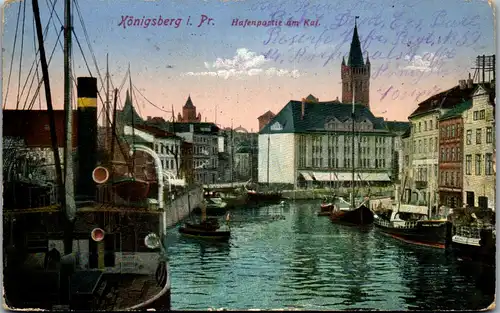 39409 - Deutschland - Ostpreussen , Königsberg , Hafenpartie am Kai - gelaufen 1916