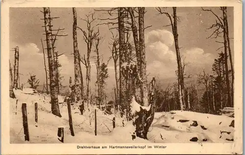 39415 - Frankreich - Elsass , Drahtverhaue am Hartmannsweilerkopf im Winter , WW , WK - nicht gelaufen