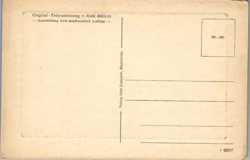 39416 - Künstlerkarte - Worms am Rhein , Dom , signiert Rudi Müllers - nicht gelaufen