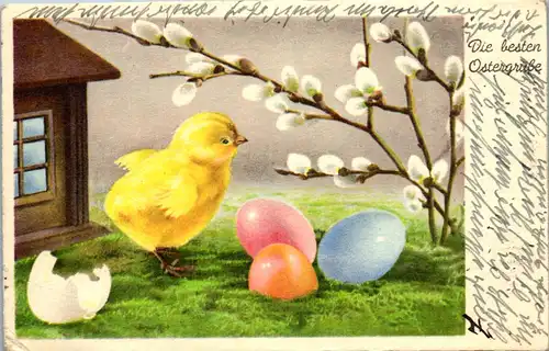 39434 - Ostern - Grüße , Kücken , Eier - gelaufen 1944