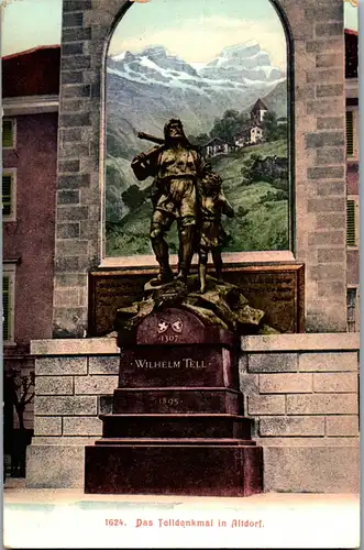 39496 - Schweiz - Altdorf , Das Tell Denkmal , Wilhelm Tell - nicht gelaufen