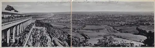 39498 - Wien - Kaffee Restaurant Kahlenberg mit Panorama v. Wien , Panoramakarte - gelaufen 1938