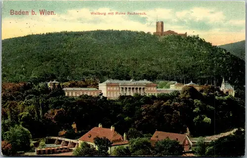 39518 - Niederösterreich - Baden bei Wien , Weilburg mit Ruine Rauheneck - gelaufen 1906