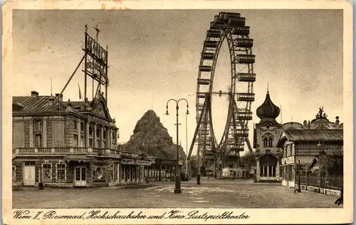 39529 - Wien - Wien II , Riesenrad , Hochschaubahn und Kino Lustspieltheater , Prater - gelaufen