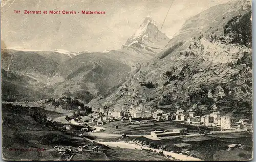 39552 - Schweiz - Zermatt et Mont Cervin , Matterhorn - gelaufen 1908