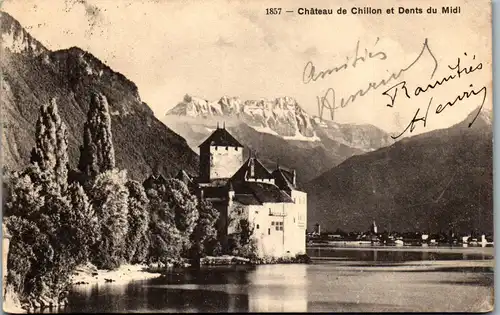 39557 - Schweiz - Chateau de Chillon et Dents du Midi - gelaufen 1911