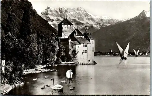 39564 - Schweiz - Lac Leman , Chateau de Chillon et les Dents du Midi - nicht gelaufen