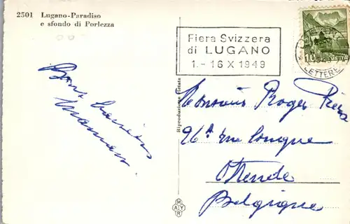 39568 - Schweiz - Lugano Paradiso e sfondo di Porlezza - gelaufen 1949