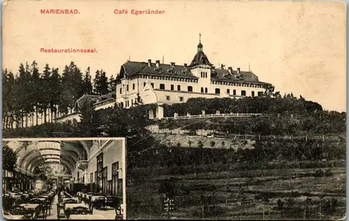 39592 - Tschechien - Marienbad , Cafe Egerländer , Restaurationssaal - gelaufen 1919