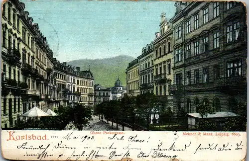 39596 - Tschechien - Karlovy Vary , Karlsbad , Obere Parkstrasse - gelaufen 1903