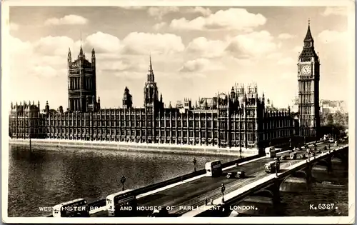 39601 - Großbritannien - London , Westminster Bridge and Houses of Parliament - gelaufen 1955