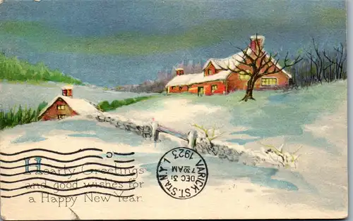 39614 - Neujahr - Happy Greetings New Year - gelaufen 1923