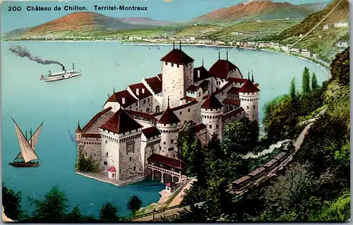 39618 - Schweiz - Chateau de Chillon , Territet Montreux - gelaufen 1917