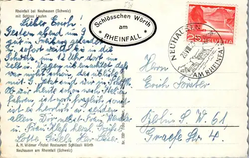 39626 - Schweiz - Rheinfall bei Neuhausen mit Schloss Laufen - gelaufen 1958