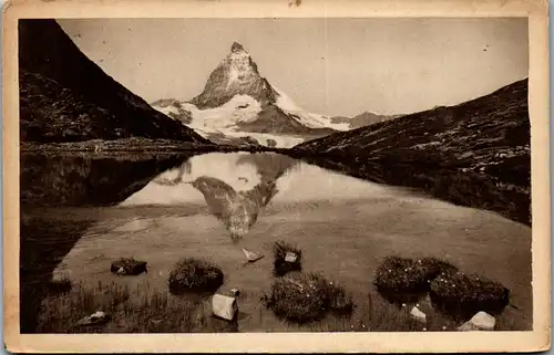 39638 - Schweiz - Zermatt , Riffelsee et Cervin , Matterhorn - gelaufen 1921