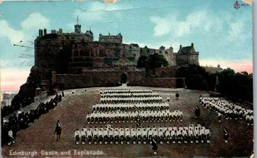 39645 - Schottland - Edinburgh , Castle and Esplanade - gelaufen 1913