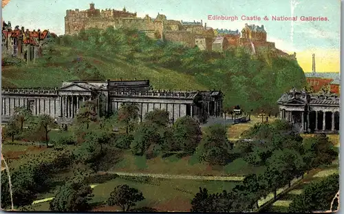 39646 - Schottland - Edinburgh , Castle and National Galleries - gelaufen 1906
