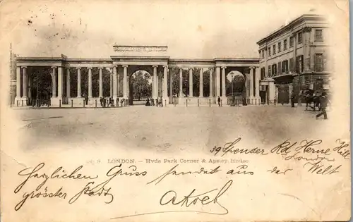 39681 - Großbritannien - London , Hyde Park Corner and Apsley House - gelaufen 1902