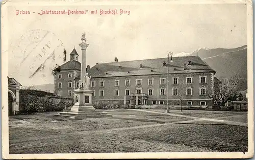 39696 - Italien - Brixen , Jahrtausend Denkmal mit Bischöflicher Burg - gelaufen 1910
