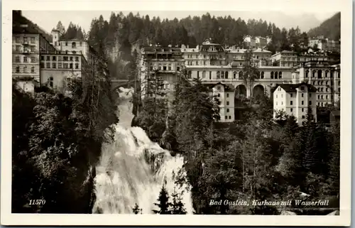39746 - Salzburg - Bad Gastein , Badgastein , Kurhaus mit Wasserfall - nicht gelaufen