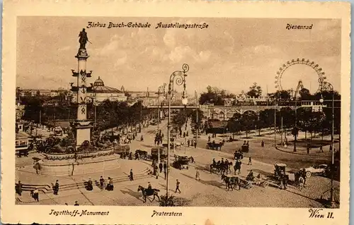 39778 - Wien - Prater , Praterstern , Riesenrad , Zirkus Busch Gebäude Ausstellungsstraße , Tegetthoff - gelaufen 1926