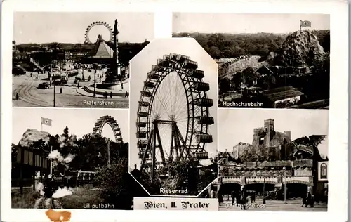 39780 - Wien - Prater , Geisterschloss , Liliputbahn , Mehrbildkarte - gelaufen 1943