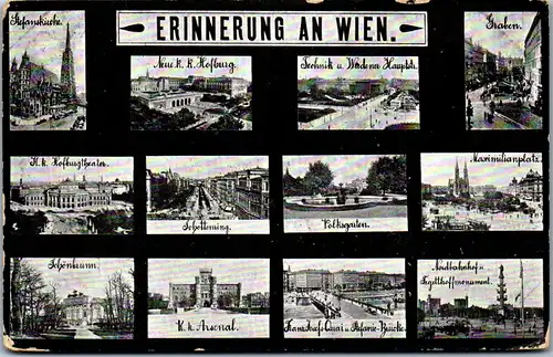 39801 - Wien - Erinnerungen an Wien , Mehrbildkarte - gelaufen