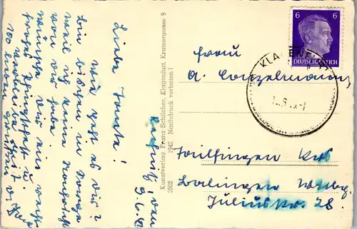 39818 - Kärnten - Klagenfurt , Reichspostgebäude , Post - gelaufen 1942