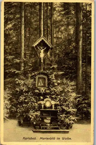 39846 - Tschechien - Karlsbad , Karlovy Vary , Marienbild im Walde - gelaufen 1918