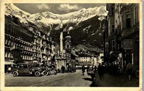 39857 - Tirol - Innsbruck , Maria Theresienstraße mit Nordkette , Auto - nicht gelaufen