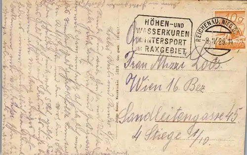 39896 - Niederösterreich - Hirschwang , Schneeberg - gelaufen 1929