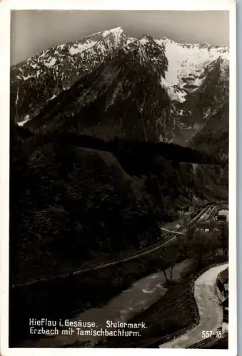39904 - Steiermark - Hieflau im Gesäuse , Erzbach mit Tamischbachturm - gelaufen 1939