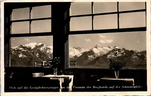 39940 - Kärnten - Blick auf die Großglocknergruppe von der Veranda des Berghotel auf der Schmittenhöhe - gelaufen 1938