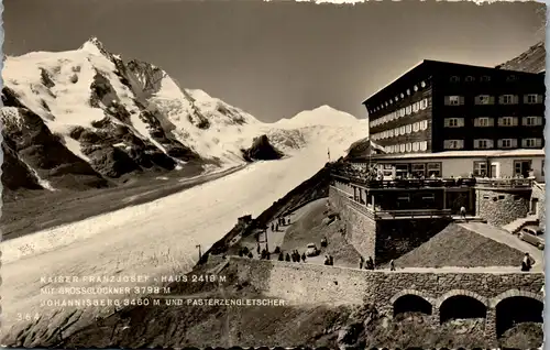 39944 - Kärnten - Kaiser Franz Josef Haus mit Großglockner , Johannisberg u. Pasterzengletscher , Gletscher - gelaufen