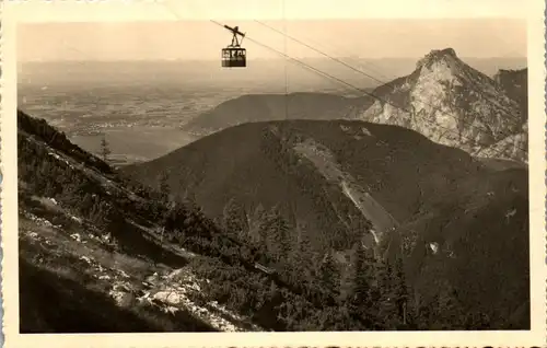 40001 - Oberösterreich - Ebensee , Feuerkogel , Seilschwebebahn , Blick gegen Traunsee u. Traunstein - gelaufen 1942