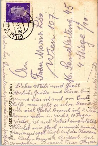 40064 - Niederösterreich - Oberarnsdorf i. d. Wachau , Franz Krapfenbauer Bäckerei , Partie in Ober-Arnsdorf - gelaufen 1943