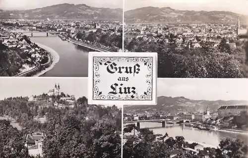 40132 - Oberösterreich - Linz an der Donau , Gruß aus , Mehrbildkarte - gelaufen